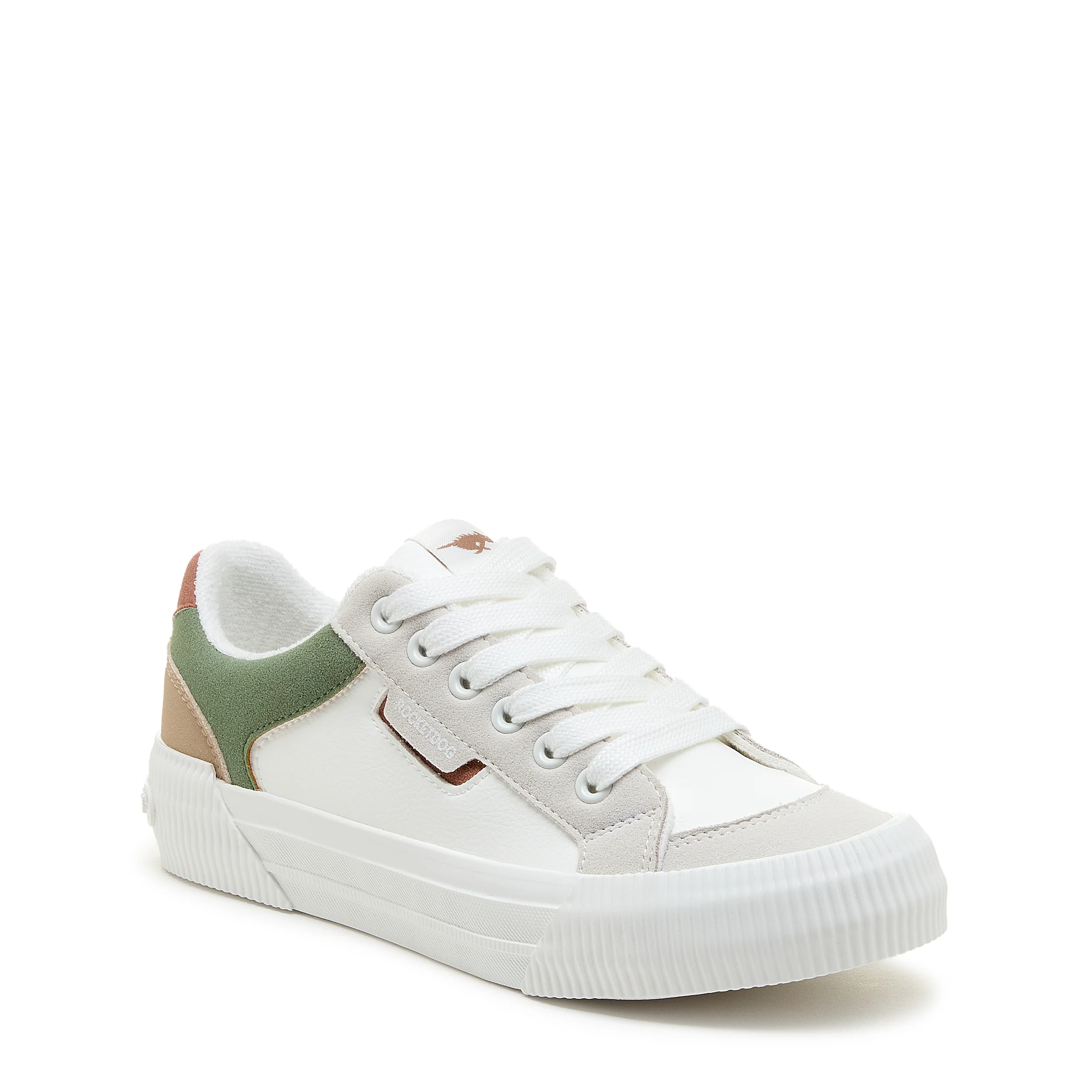 Cheery White Olive Colour Block Trainers - Image 2