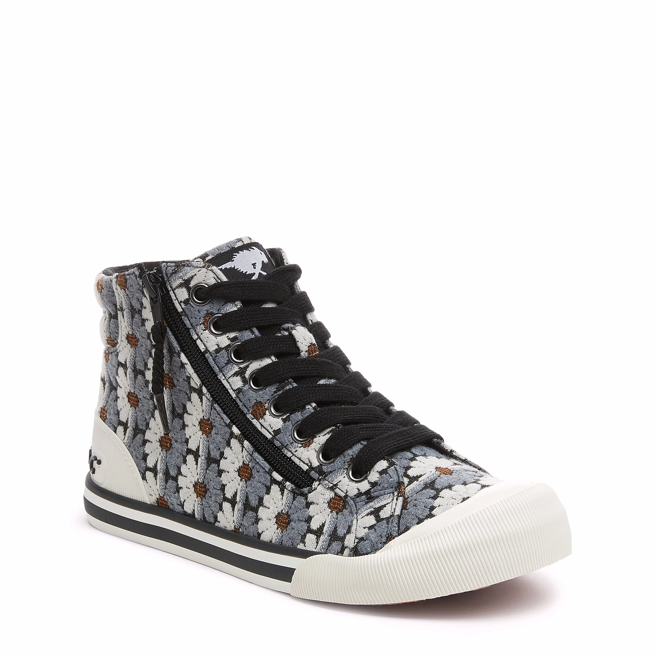 Jazzin Black Grey Floral High-top Trainers - Image 2