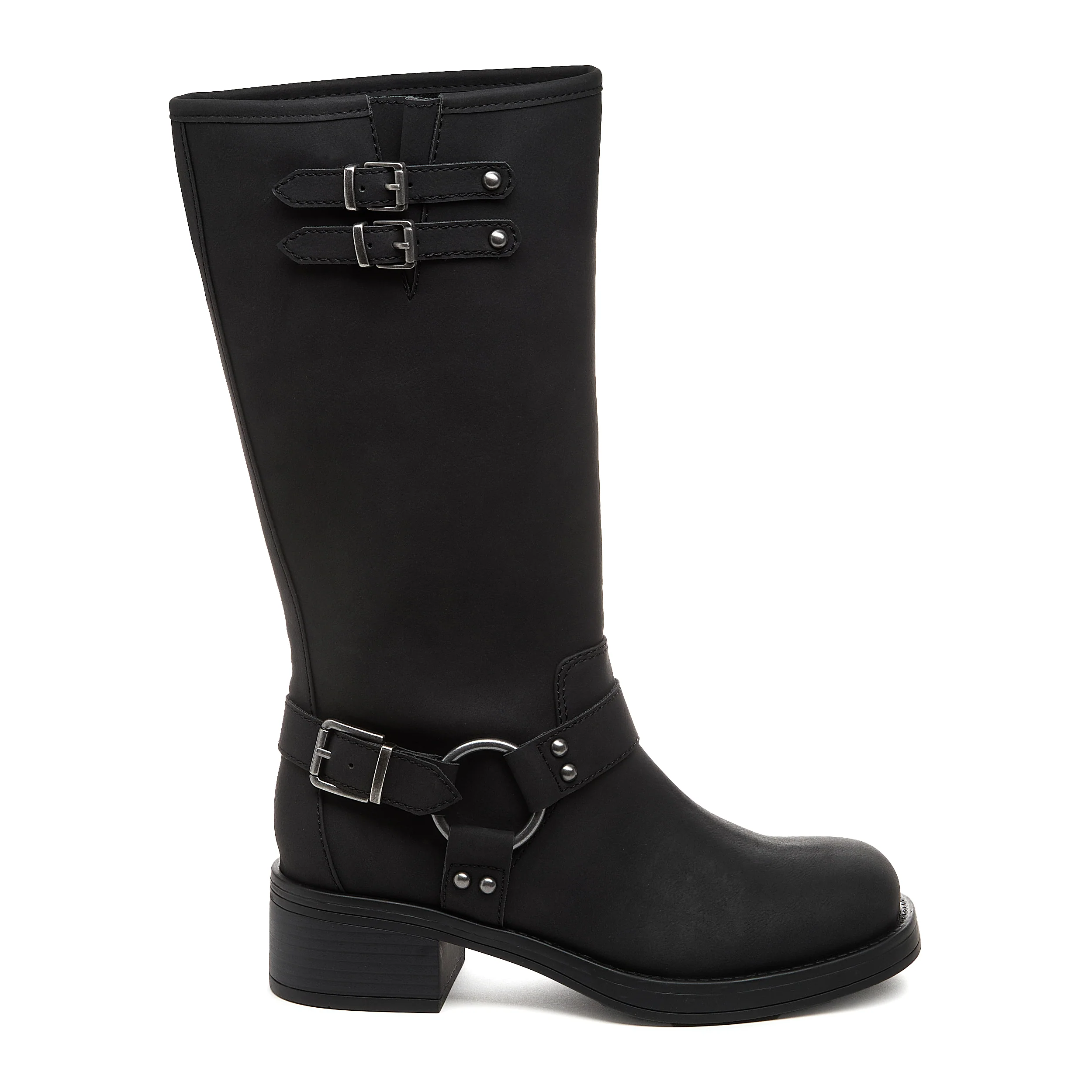 Nash Black Tall Biker Boots